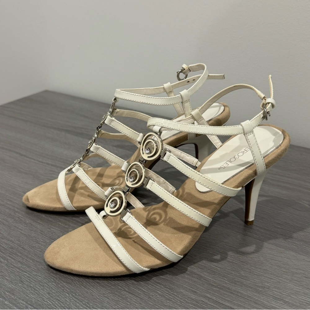 Aerosoles White Leather Strappy Sandals Sz 8.5